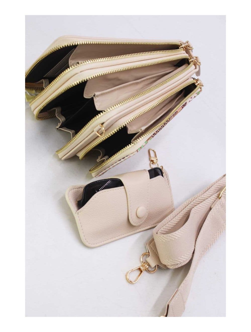 Pochette Téléphone Effet Paille Avec Porte Lunette 24P-5944-Beige — vue 6