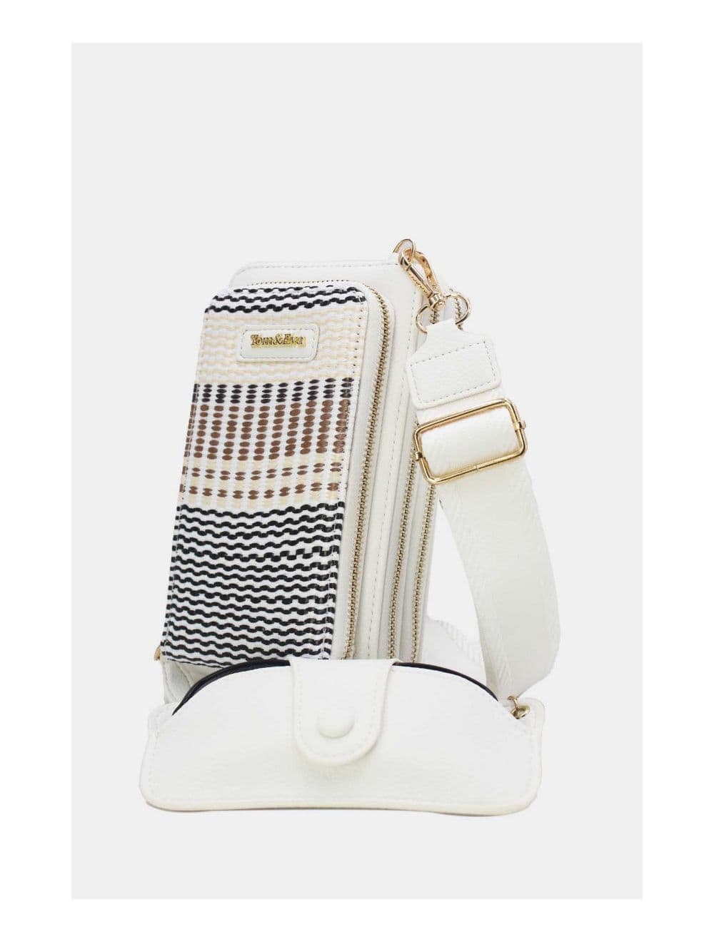 Pochette Téléphone Effet Paille Avec Porte Lunette 24P-5944-Blanc — vue 3