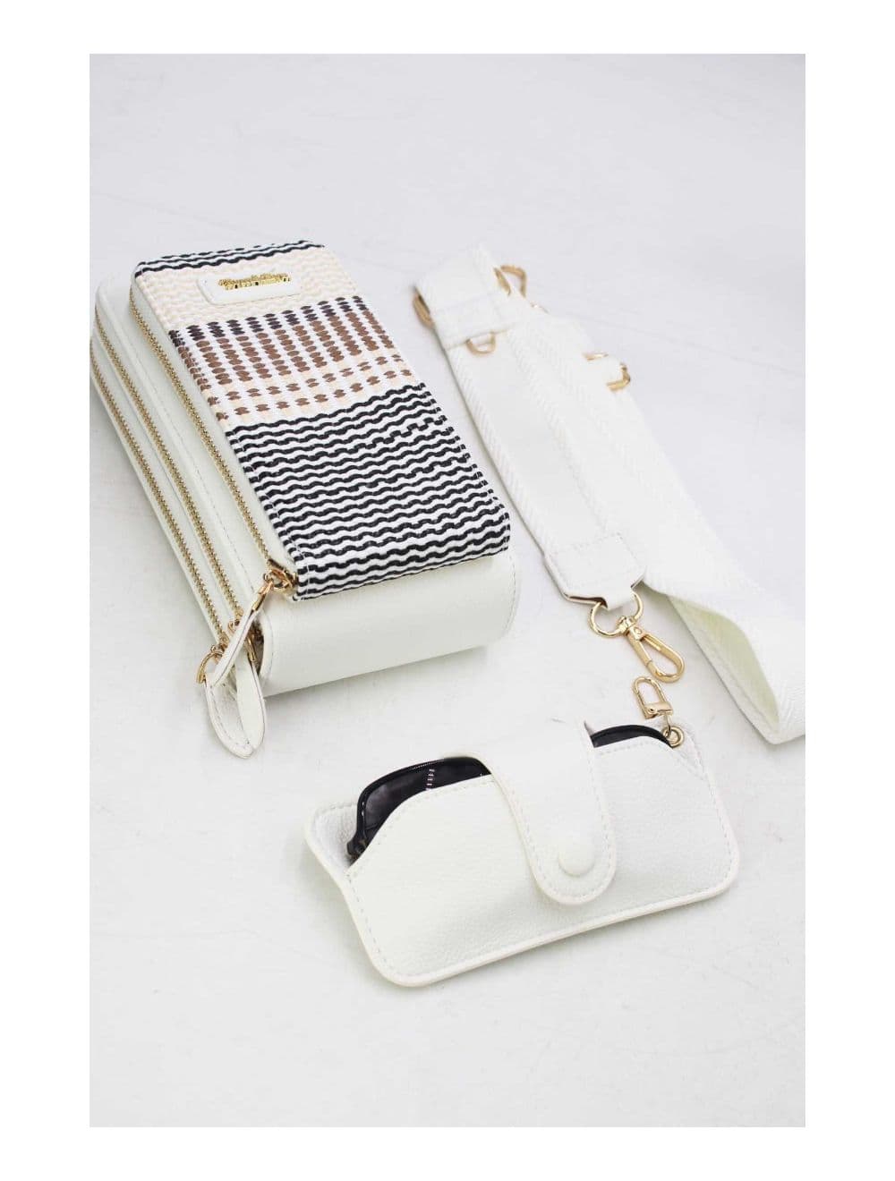 Pochette Téléphone Effet Paille Avec Porte Lunette 24P-5944-Blanc — vue 5