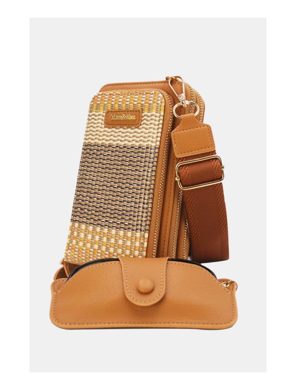 Pochette Téléphone Effet Paille Avec Porte Lunette 24P-5944-Marron — vue 3