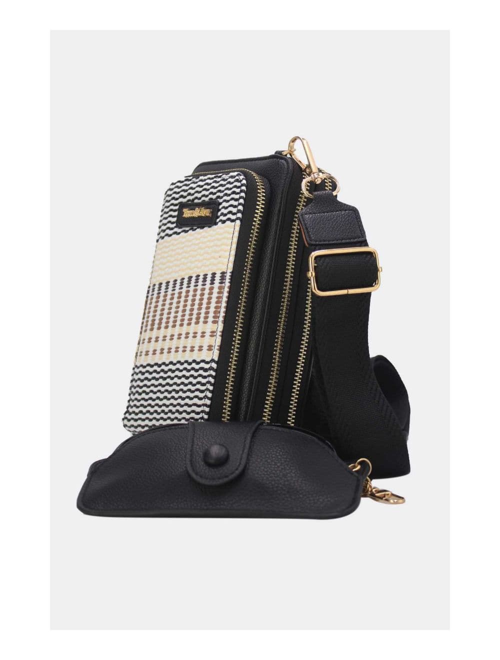 Pochette Téléphone Effet Paille Avec Porte Lunette 24P-5944-Noir — vue 3