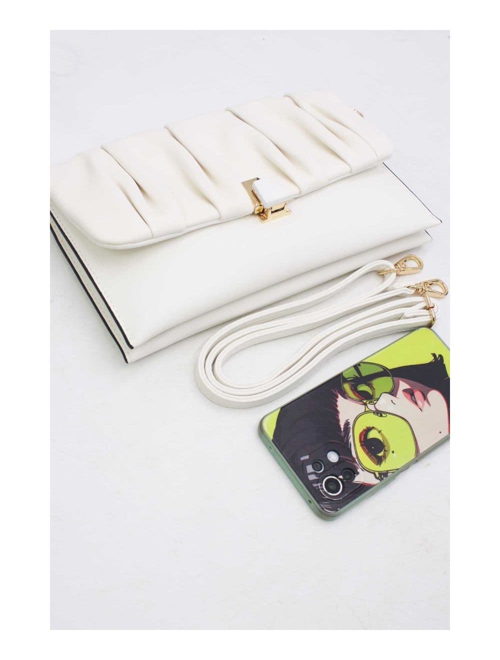 Pochette Bandoulière à Rabat Ruché RÉASSORT 24P-5897-Blanc — vue 4