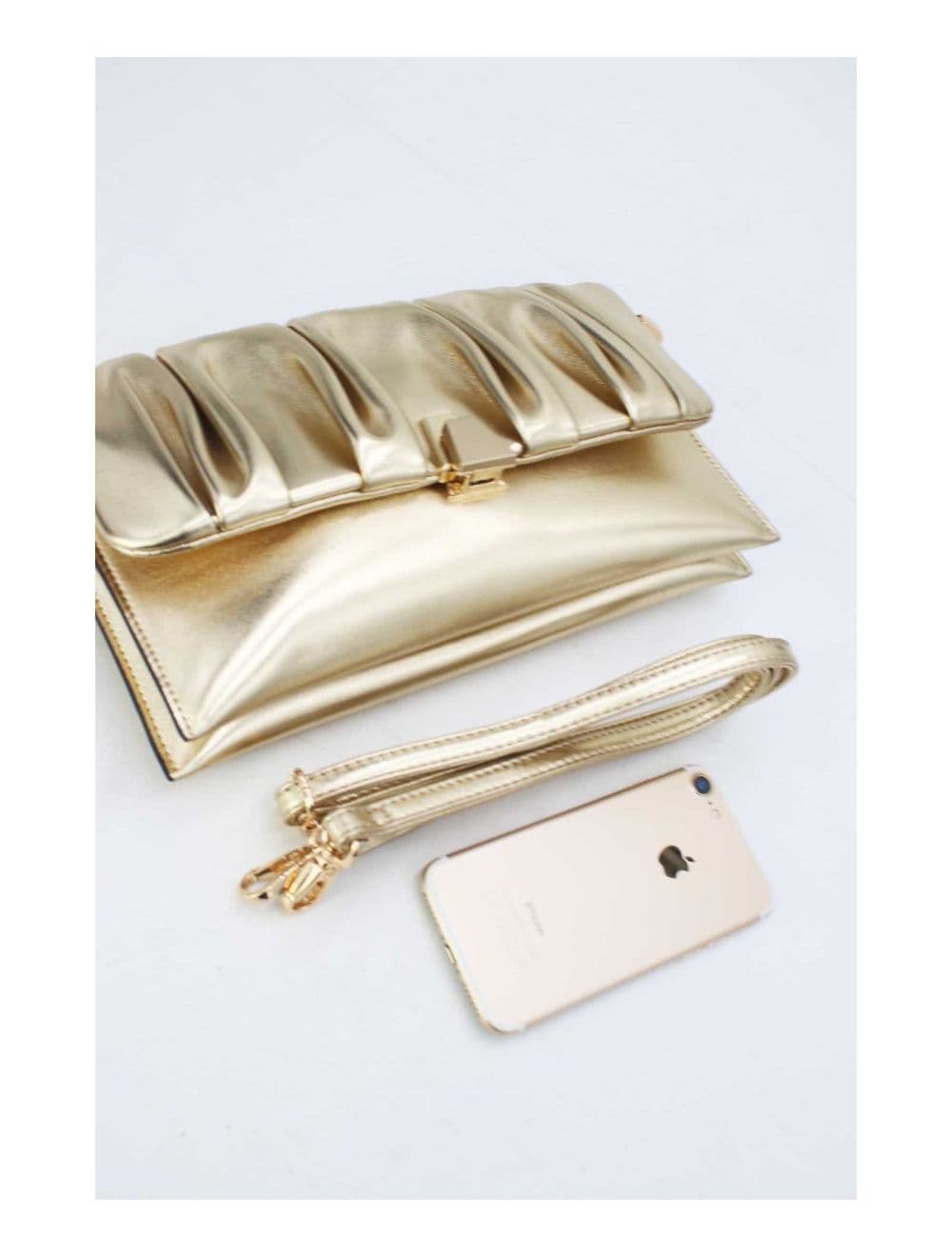 Pochette Bandoulière à Rabat Ruché RÉASSORT 24P-5897-Doré — vue 5