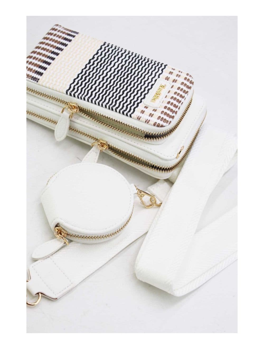 Pochette Téléphone Bi-matière Avec Porte Monnaie 24P-5943-Blanc