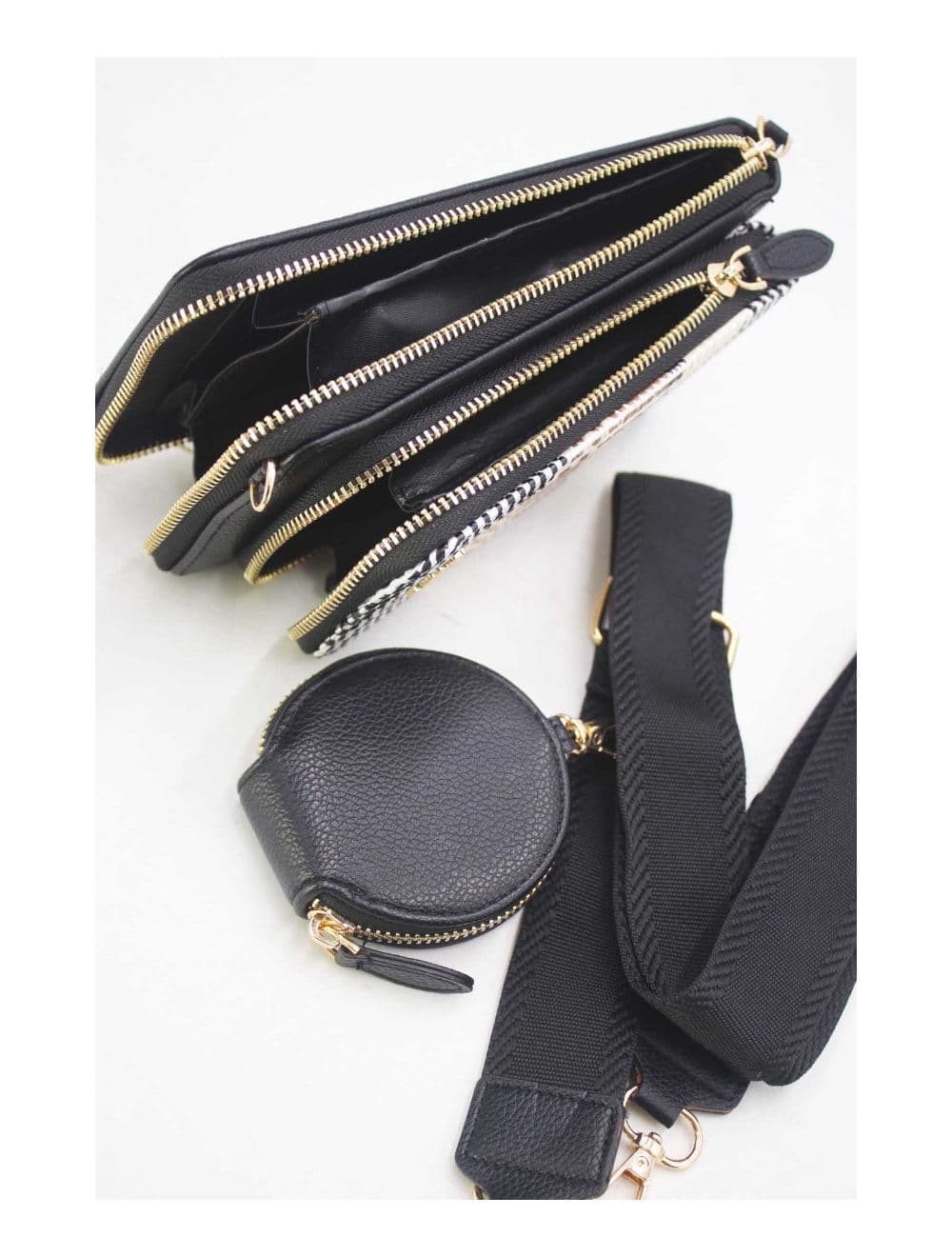 Pochette Téléphone Bi-matière Avec Porte Monnaie 24P-5943-Noir