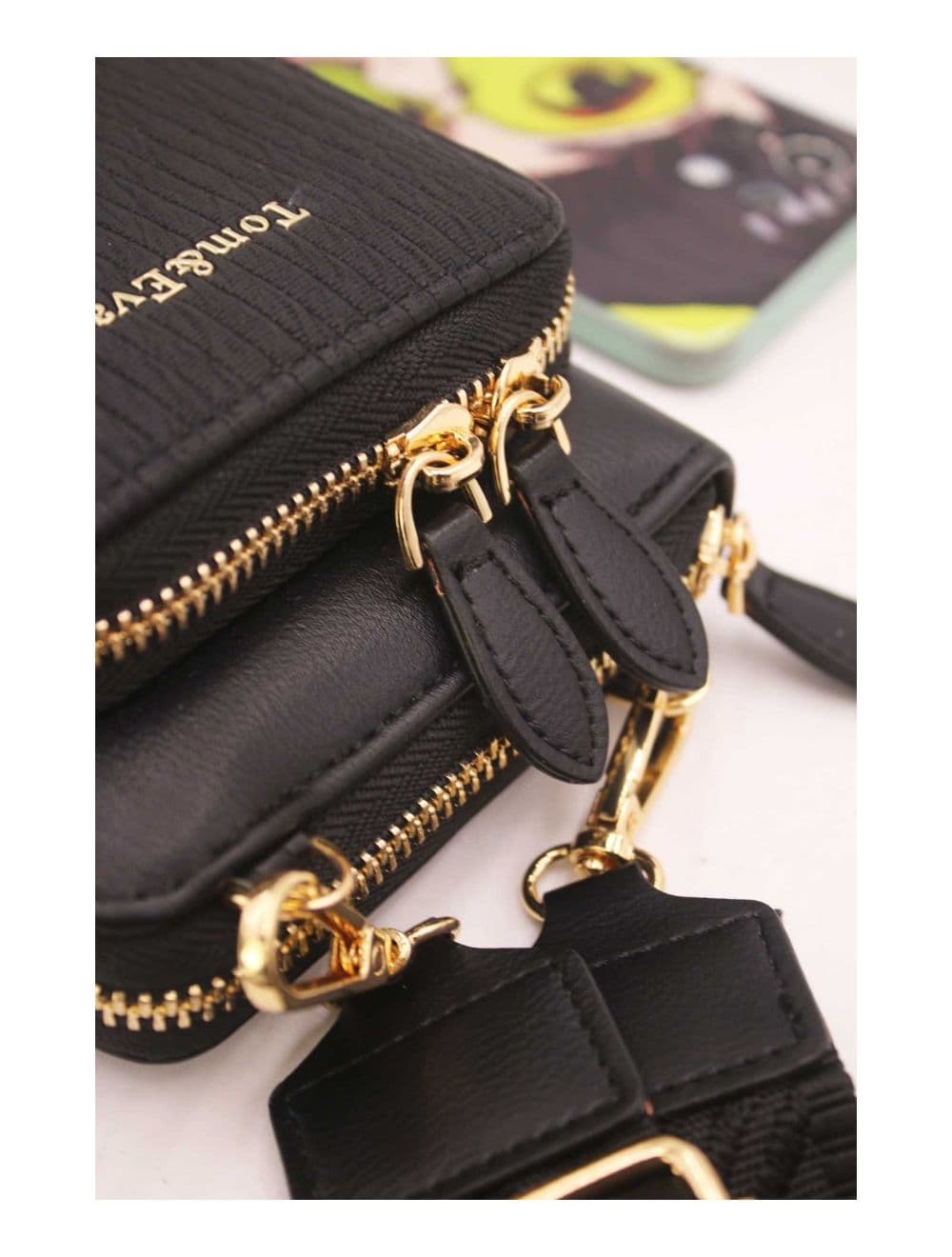 Pochette Téléphone Bi-matière Avec Porte Monnaie RÉASSORT 23P-5821-Noir — vue 6
