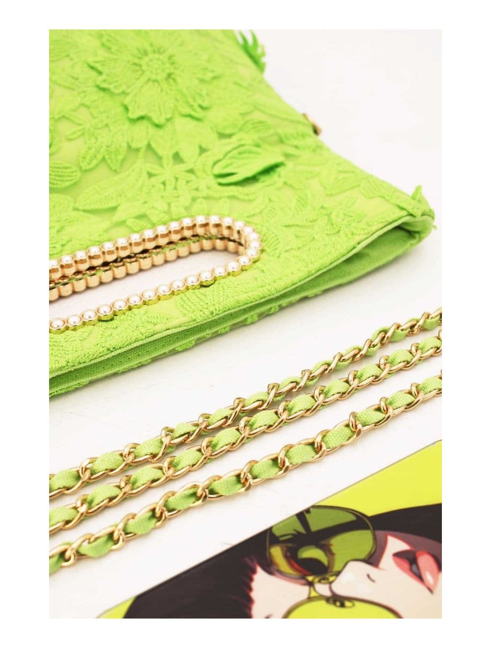 Pochette Transformable Broderie Floral 23P-5818-Vert