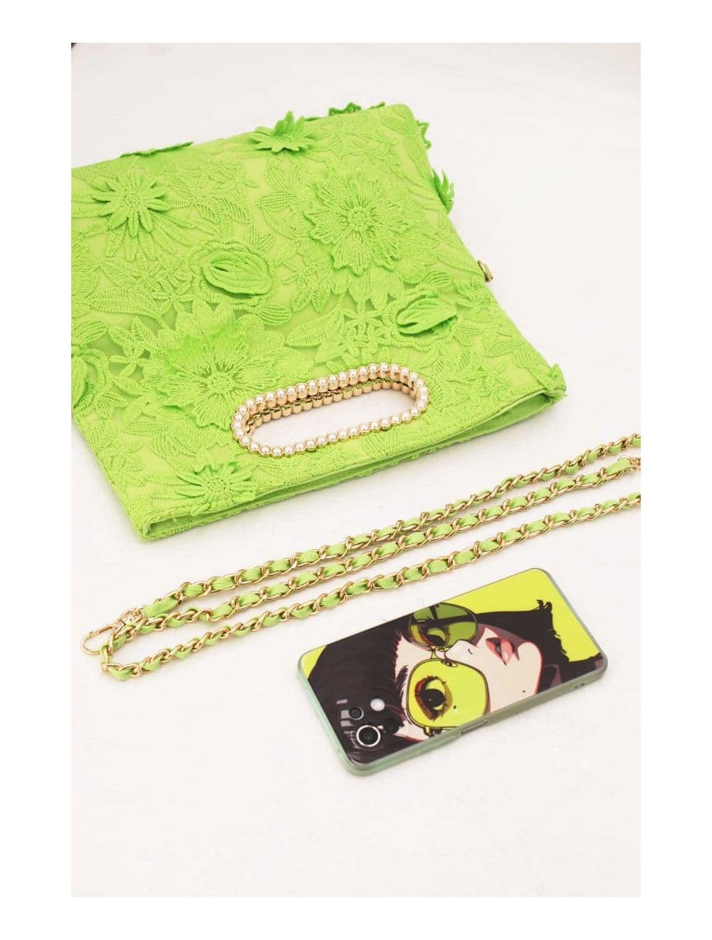 Pochette Transformable Broderie Floral 23P-5818-Vert — vue 5