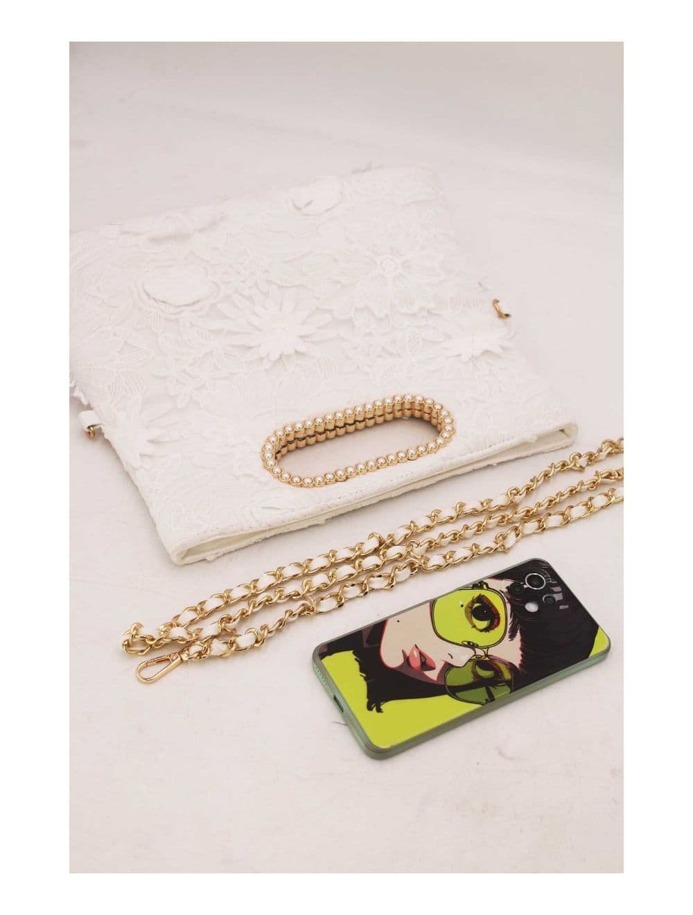 Pochette Transformable Broderie Floral 23P-5818-Blanc