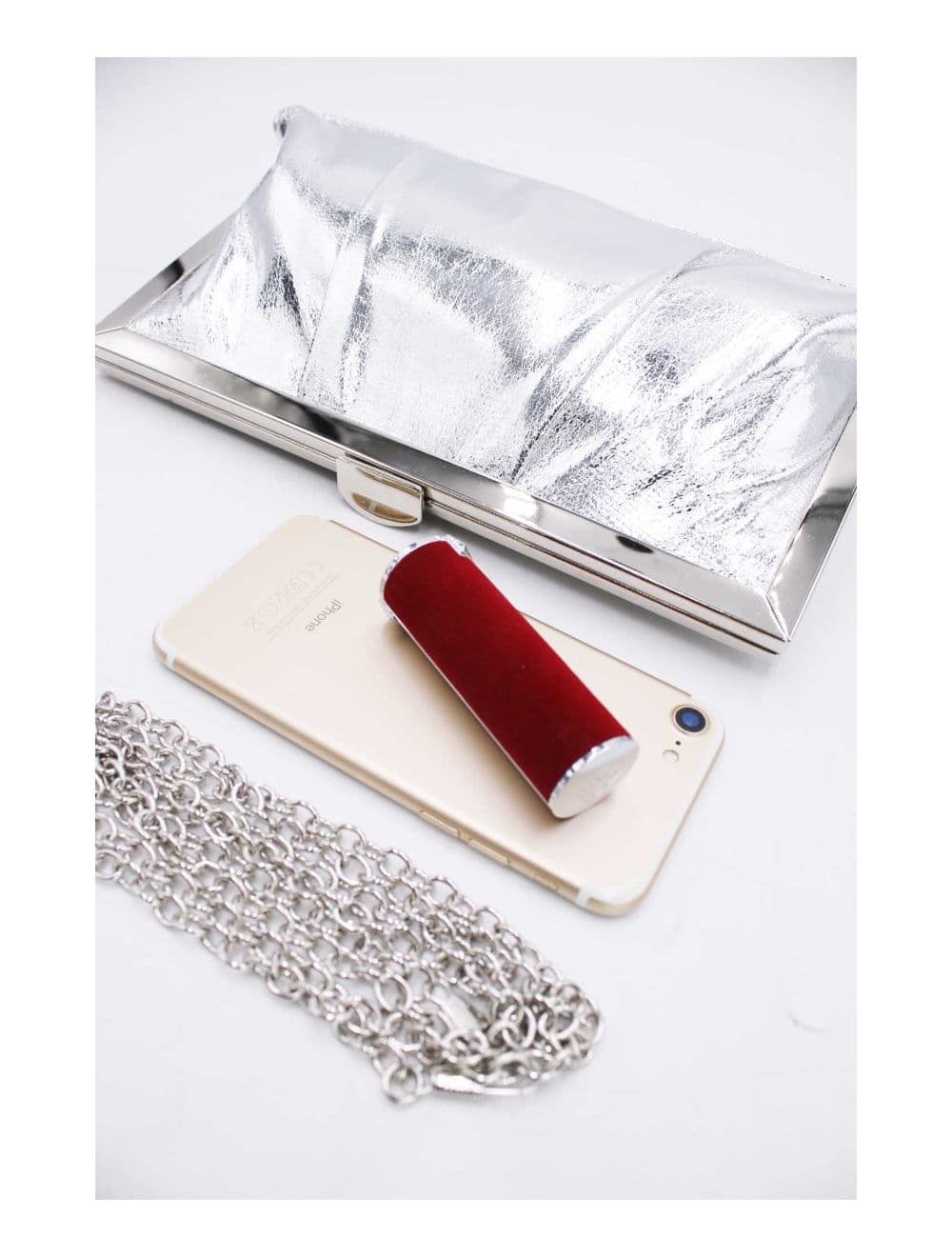 Pochette Soirée ou Mariage Avec Bandoulière-19G-2812-Argent — vue 4