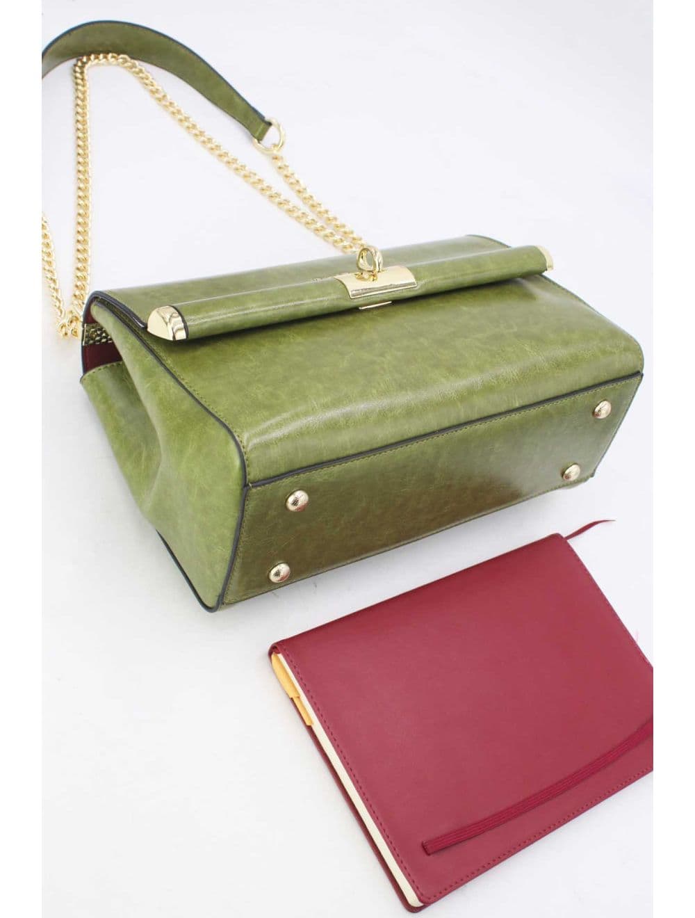 Sac Porte Épaule Effet Cuir 25B-6396-Vert — vue 4