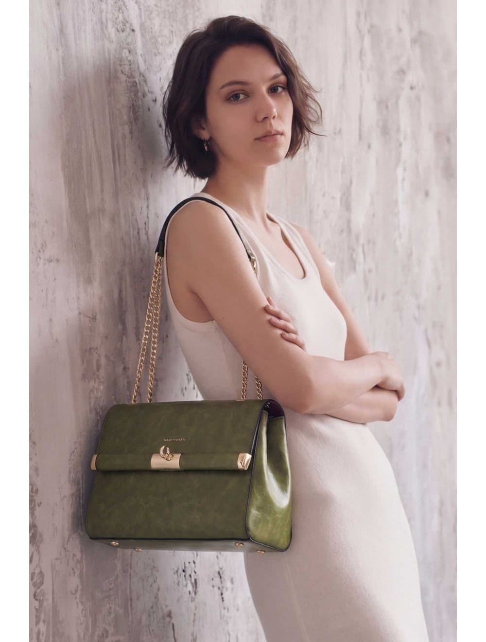 Sac Porte Épaule Effet Cuir 25B-6396-Vert — vue 6