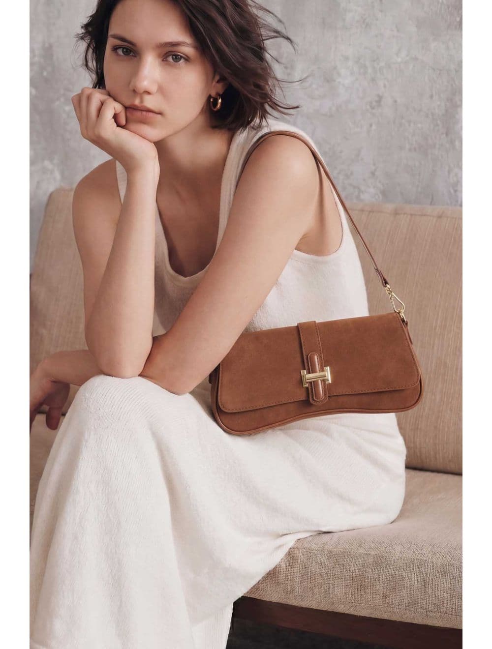 Sac Baguette Bandoulière 25B-6379-Marron — vue 3