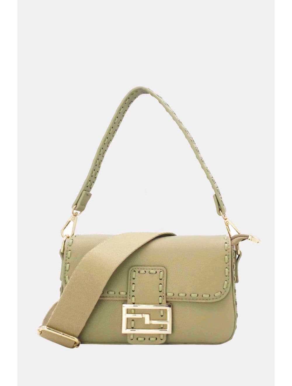 Sac Bandoulière et Porté Épaule Effet Cuir 25P-6150-Vert