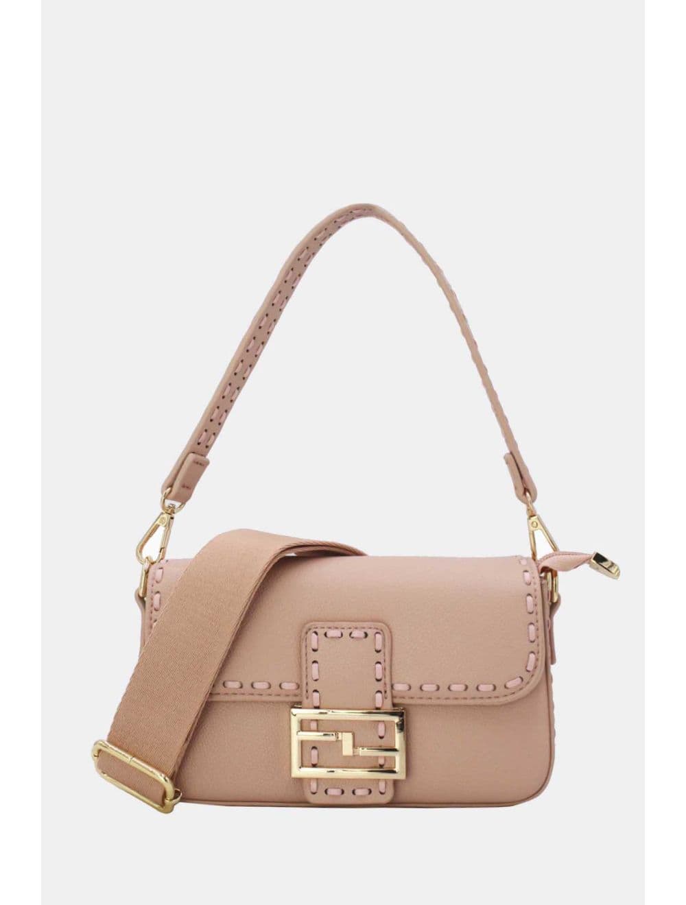 Sac Bandoulière et Porté Épaule Effet Cuir 25P-6150-Rose