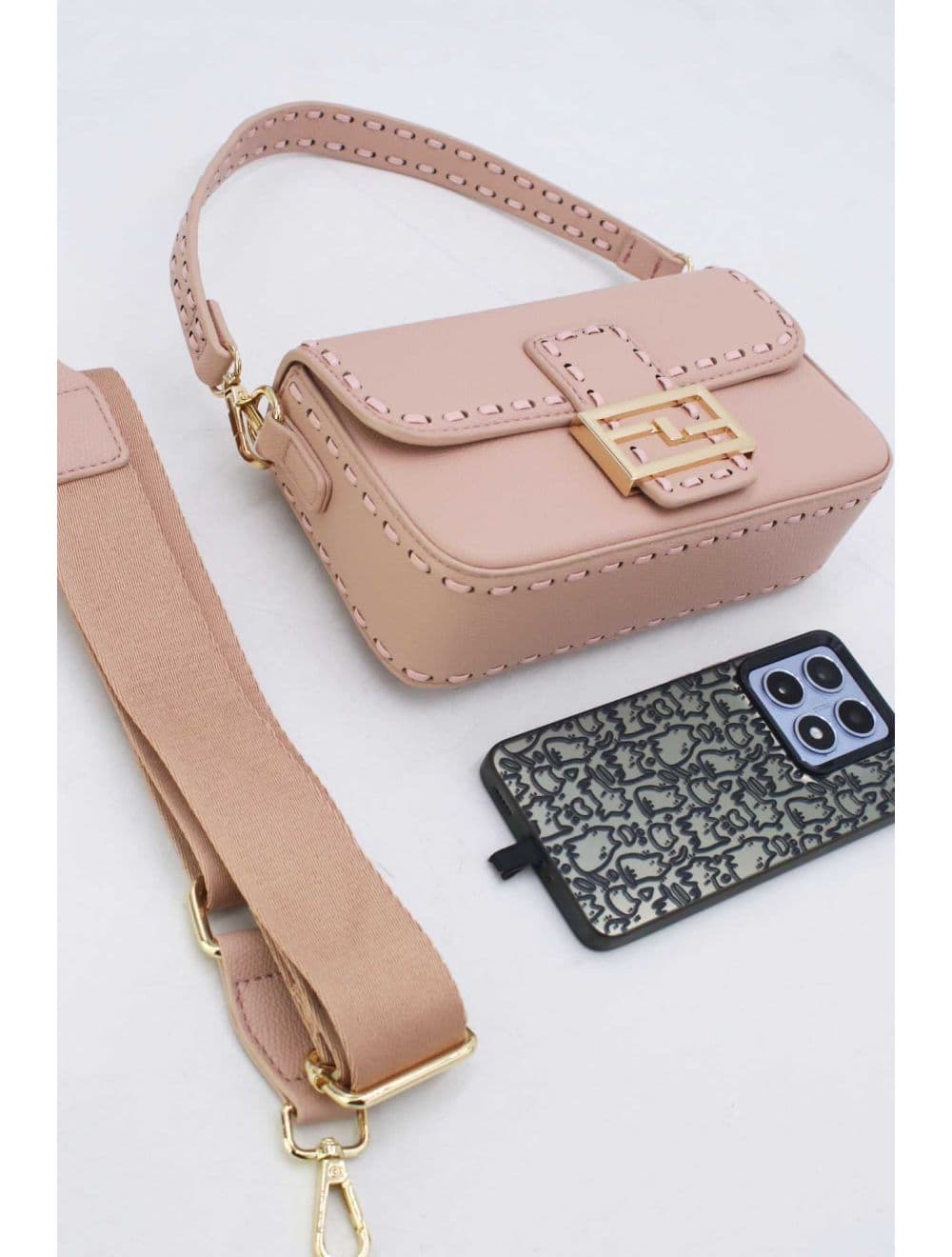 Sac Bandoulière et Porté Épaule Effet Cuir 25P-6150-Rose — vue 4