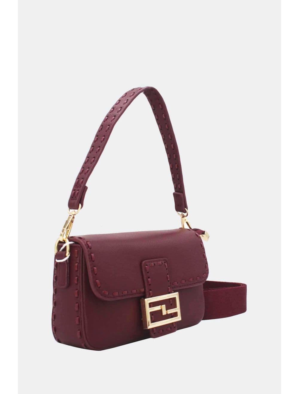 Sac Bandoulière et Porté Épaule Effet Cuir 25P-6150-Bordeaux — vue 2