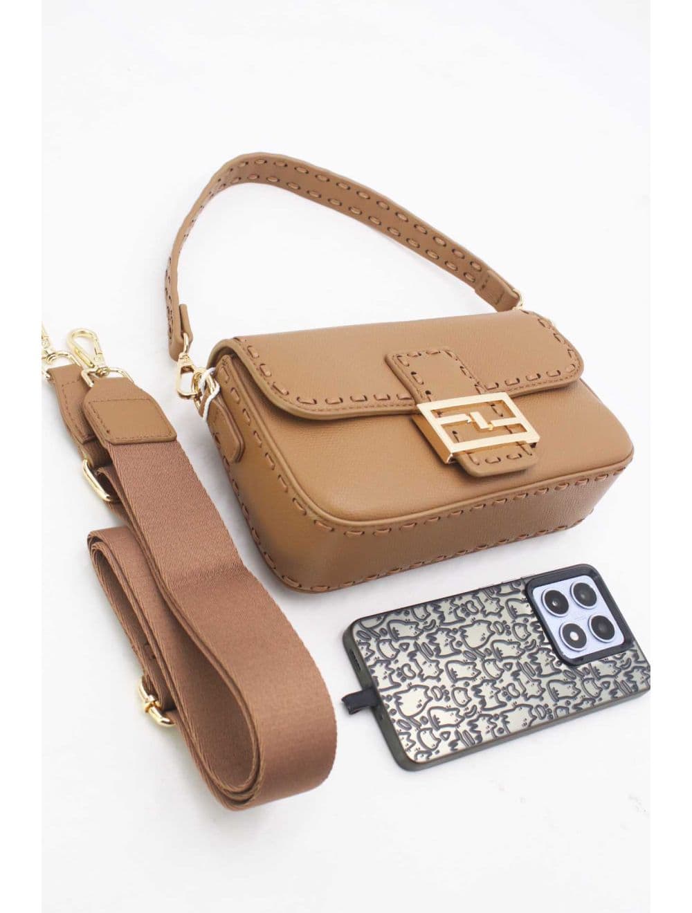 Sac Bandoulière et Porté Épaule Effet Cuir 25P-6150-Café — vue 4