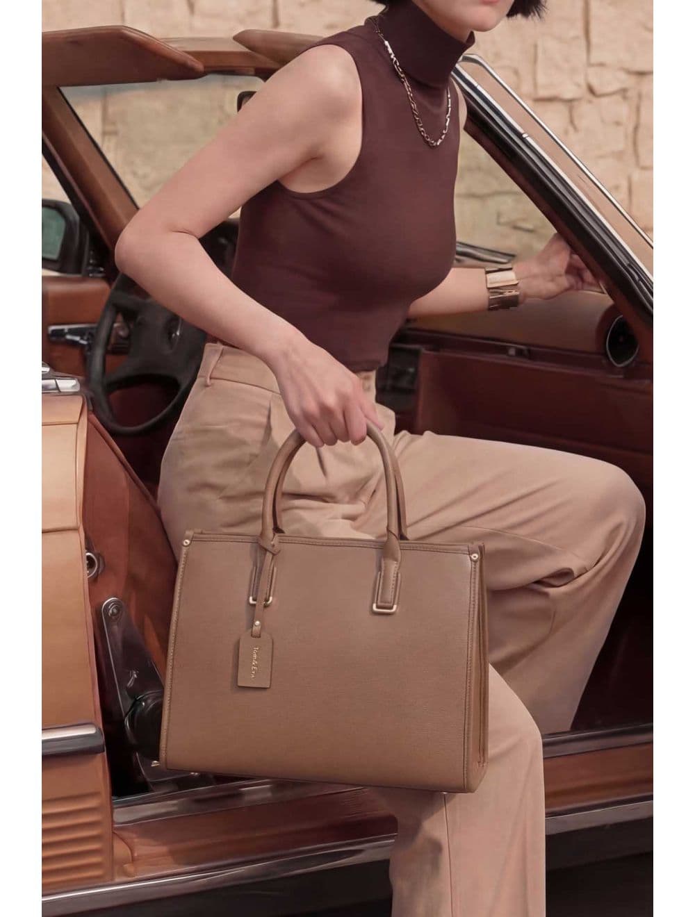 Sac à Main Avec Pendentif 25B-6345-Taupe — vue 6