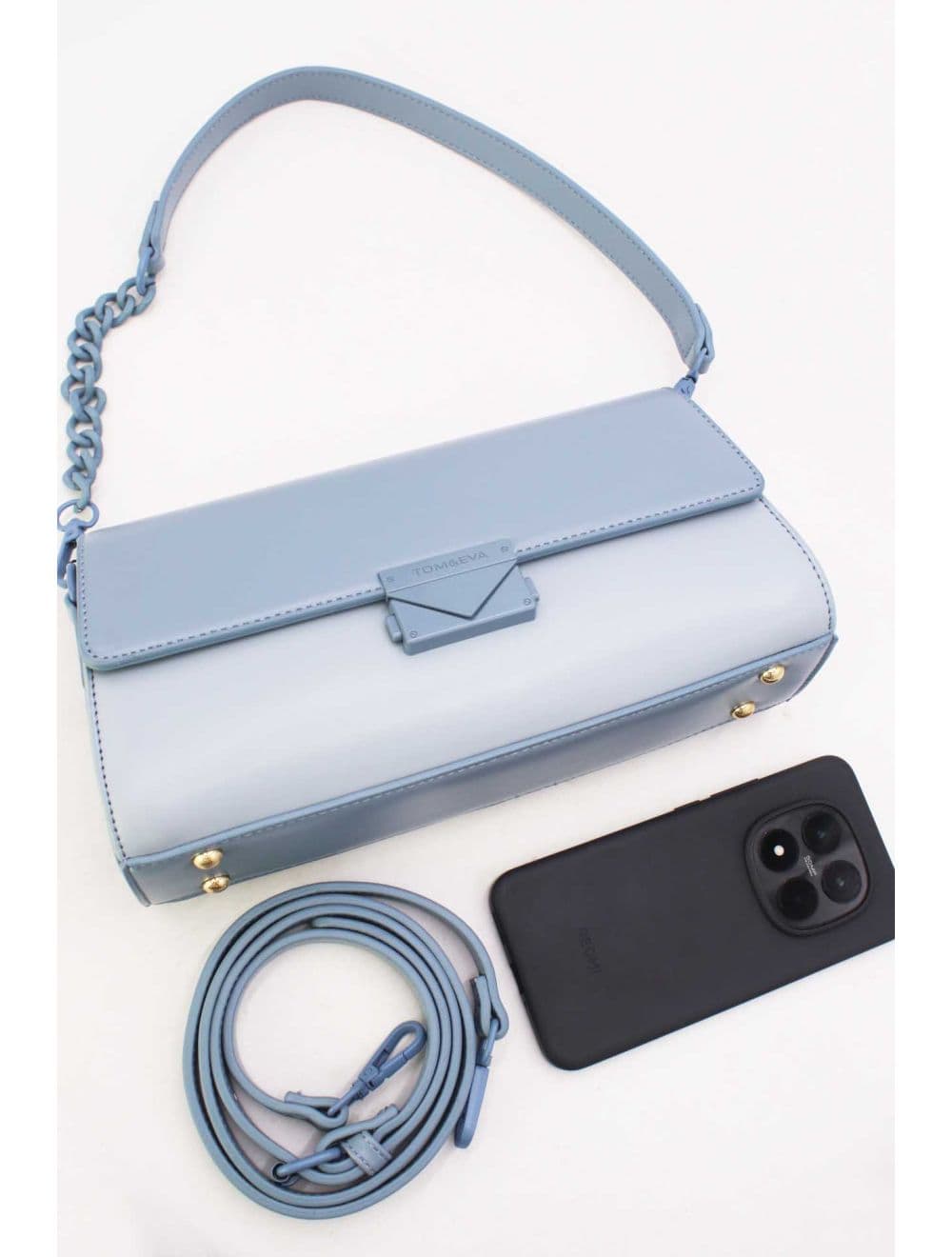 Sac Bandoulière et Porté Épaule Effet Cuir 25P-6333-Bleu — vue 4