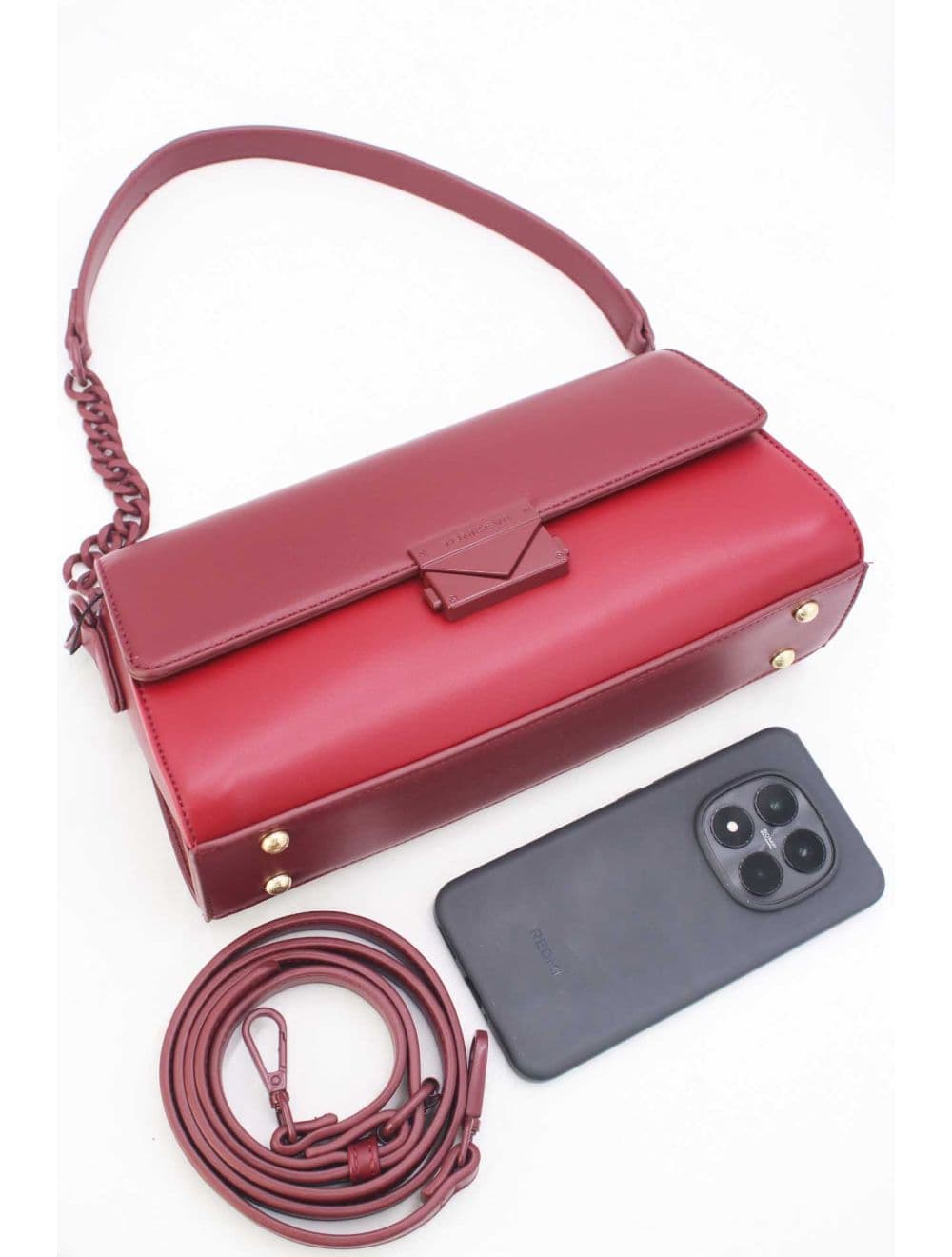 Sac Bandoulière et Porté Épaule Effet Cuir 25P-6333-Rouge — vue 4