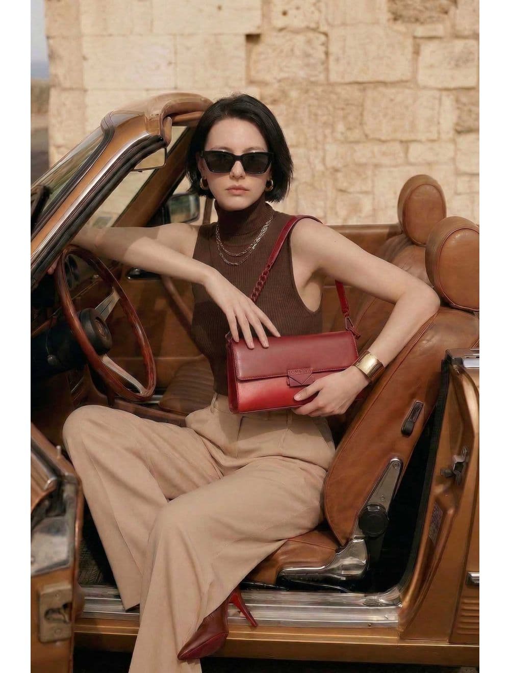 Sac Bandoulière et Porté Épaule Effet Cuir 25P-6333-Rouge — vue 5