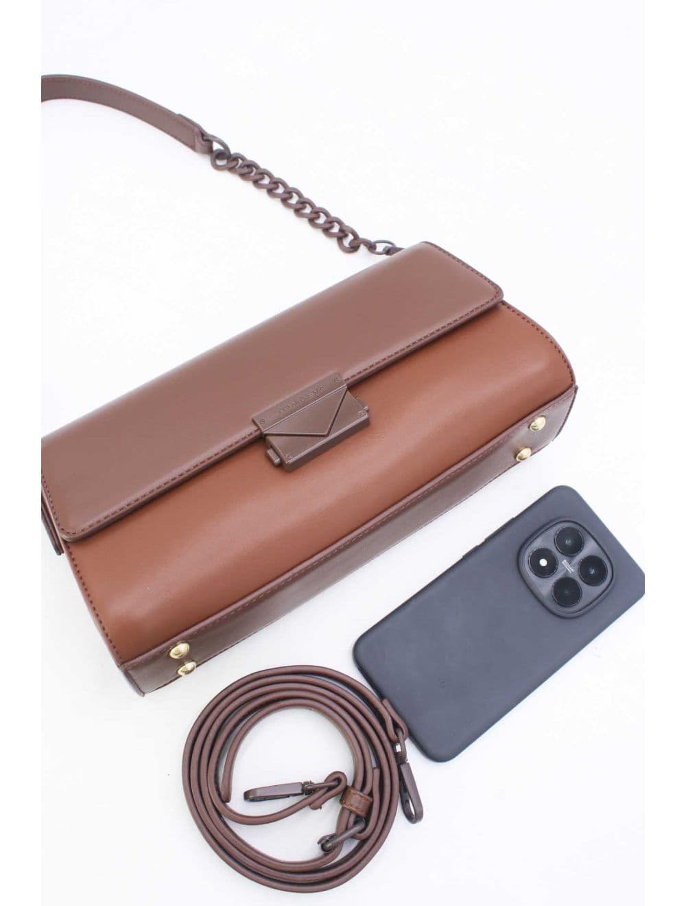 Sac Bandoulière et Porté Épaule Effet Cuir 25P-6333-Café — vue 4
