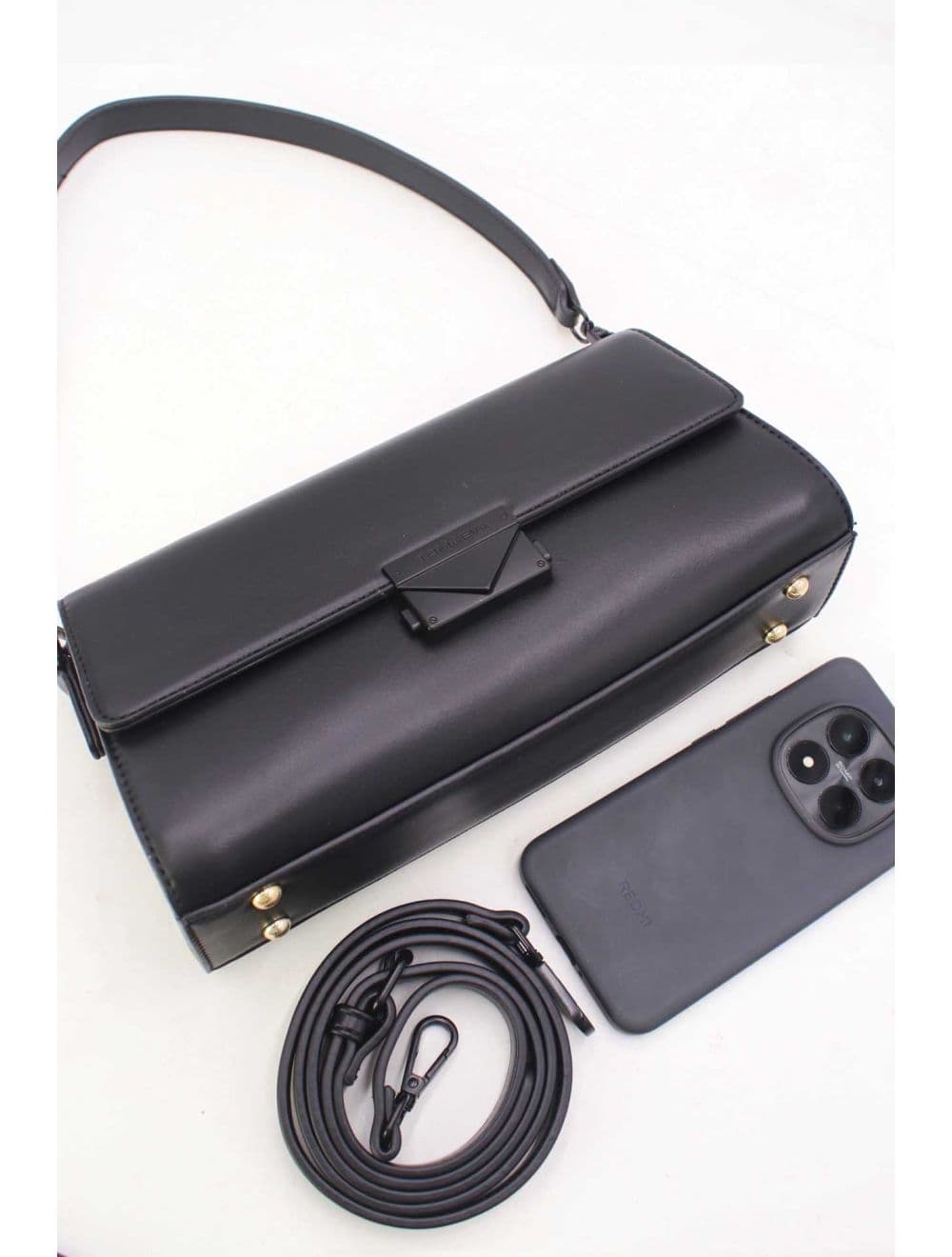 Sac Bandoulière et Porté Épaule Effet Cuir 25P-6333-Noir — vue 4