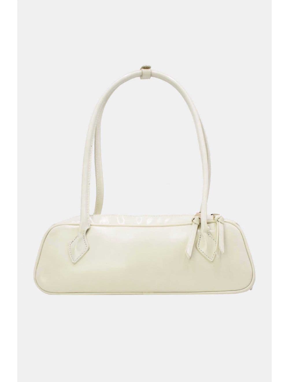 Sac Baguette Porté Épaule Effet Cuir Vernis 25P-6382-Blanc — vue 3