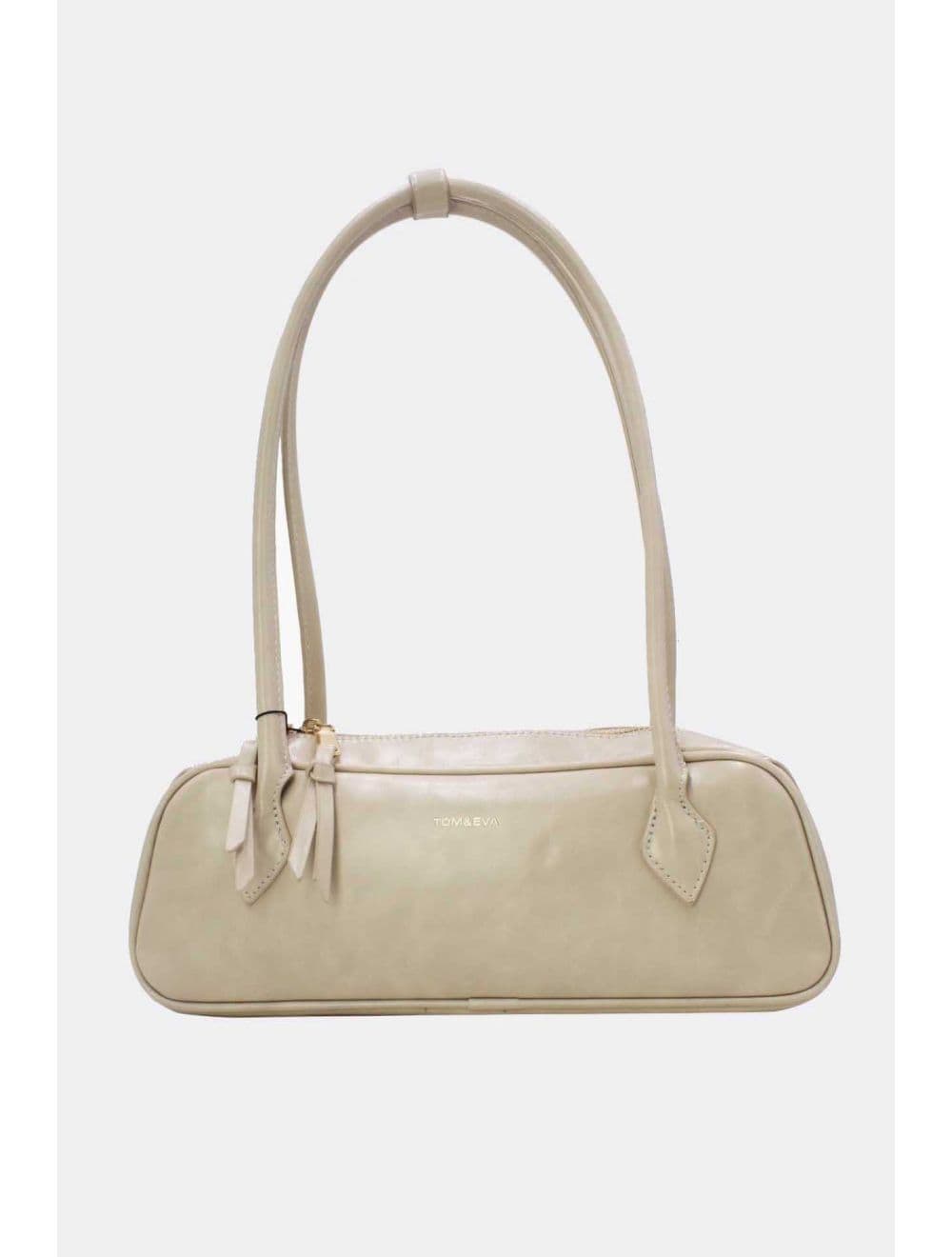 Sac Baguette Porté Épaule Effet Cuir Vernis 25P-6382-Beige — vue 2
