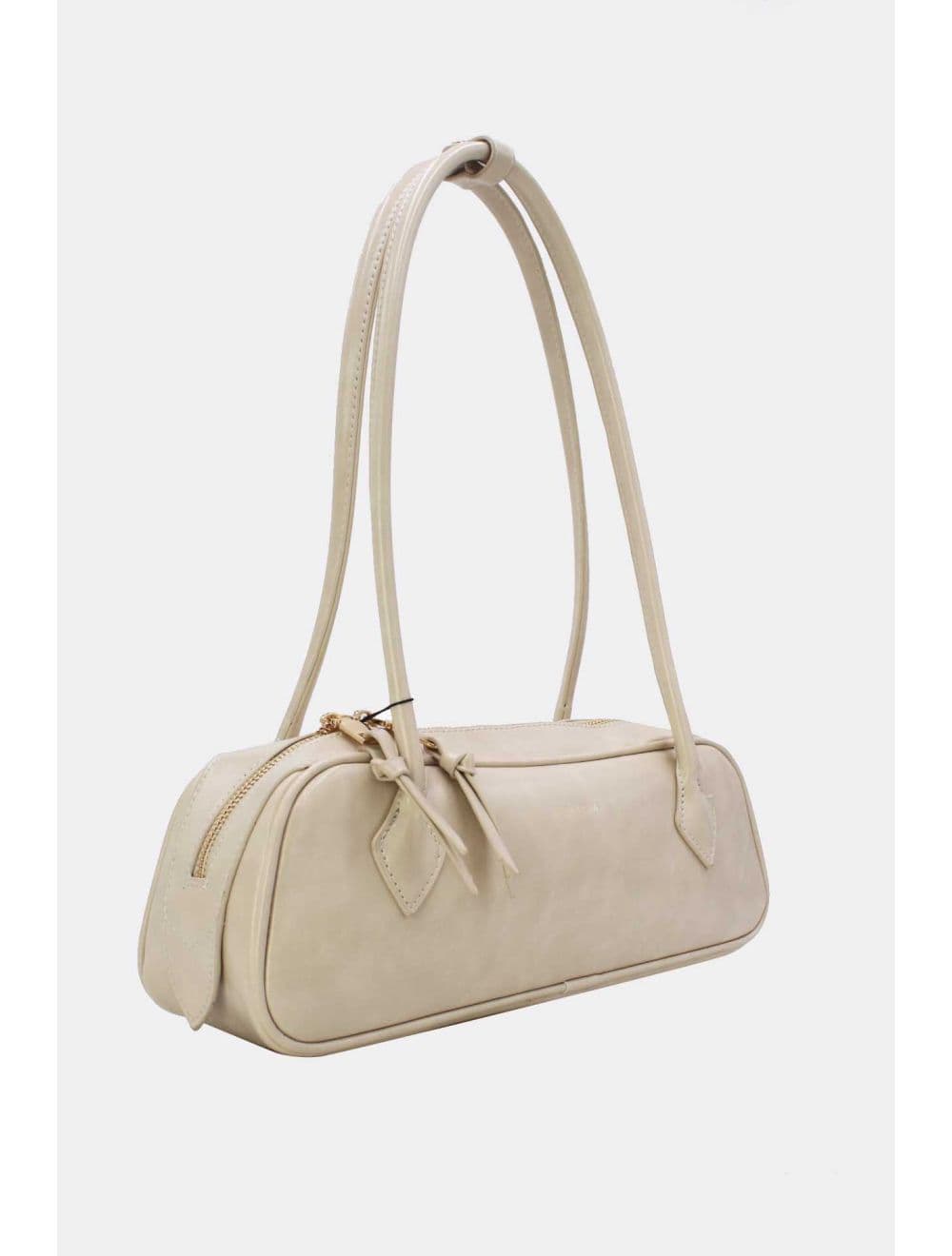 Sac Baguette Porté Épaule Effet Cuir Vernis 25P-6382-Beige — vue 3