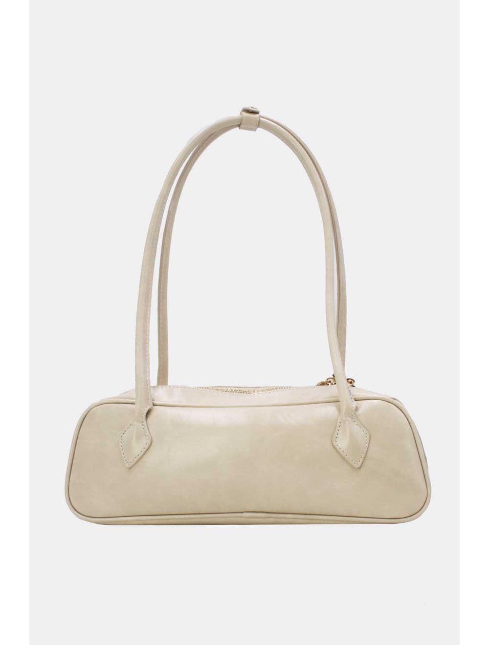 Sac Baguette Porté Épaule Effet Cuir Vernis 25P-6382-Beige — vue 4