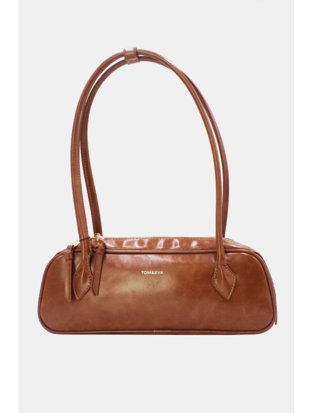 Sac Baguette Porté Épaule Effet Cuir Vernis 25P-6382-Marron