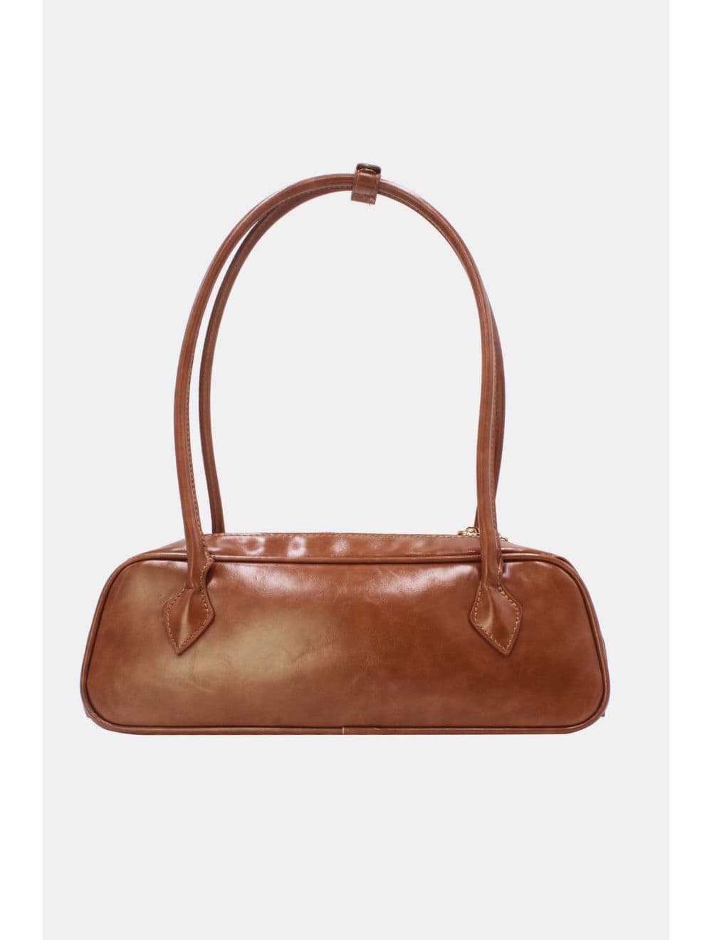 Sac Baguette Porté Épaule Effet Cuir Vernis 25P-6382-Marron — vue 3