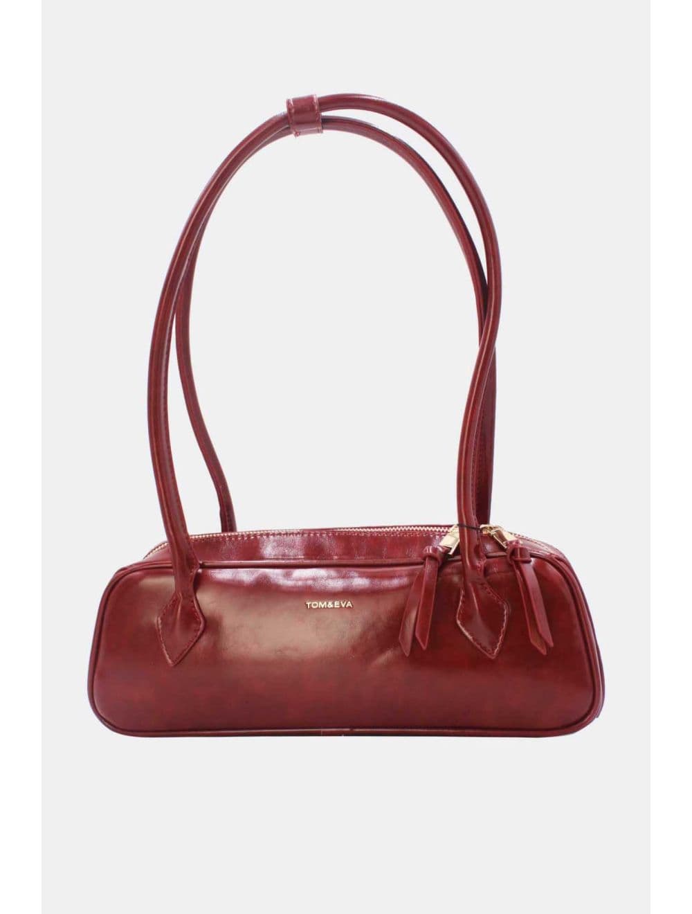 Sac Baguette Porté Épaule Effet Cuir Vernis 25P-6382-Rouge