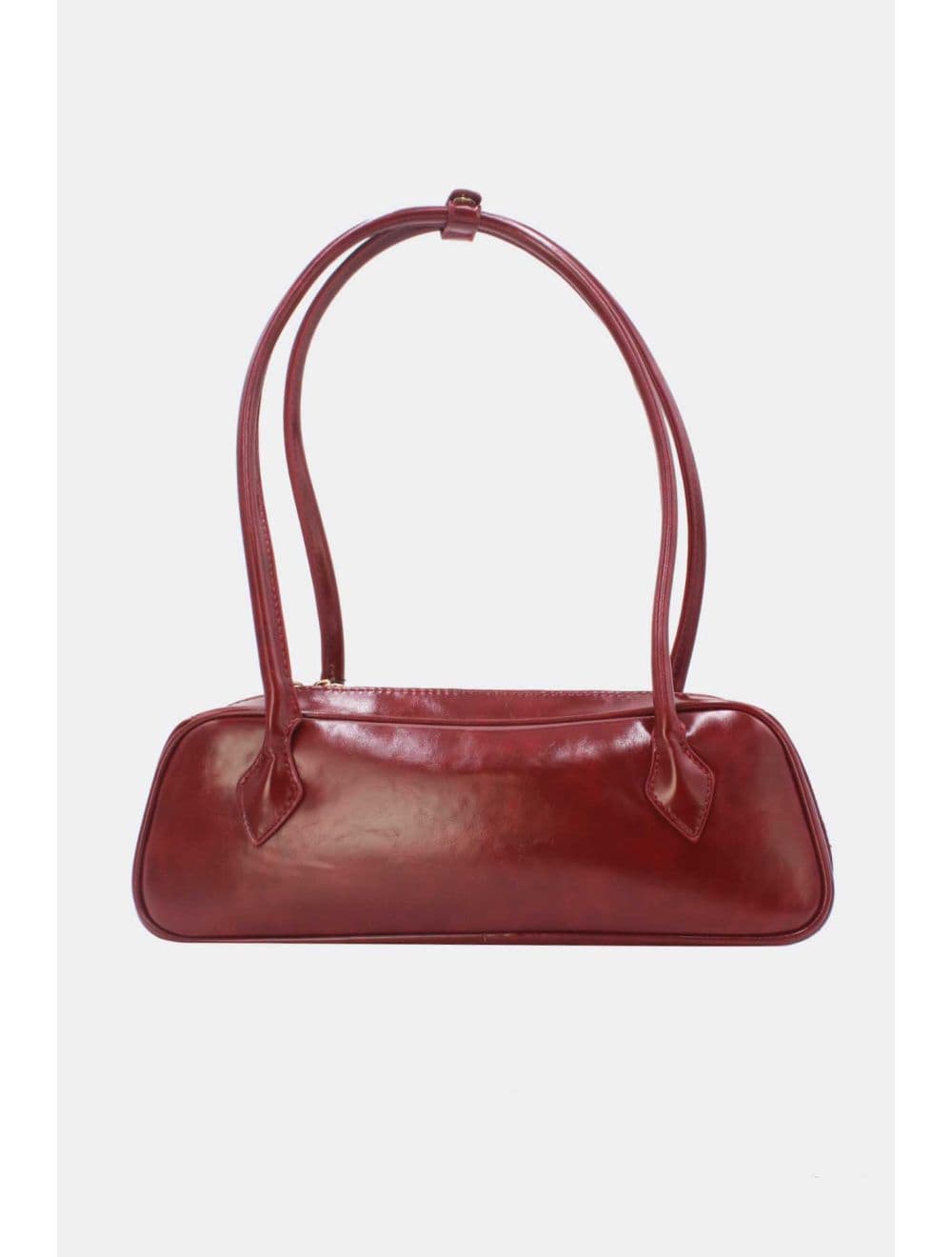 Sac Baguette Porté Épaule Effet Cuir Vernis 25P-6382-Rouge — vue 3