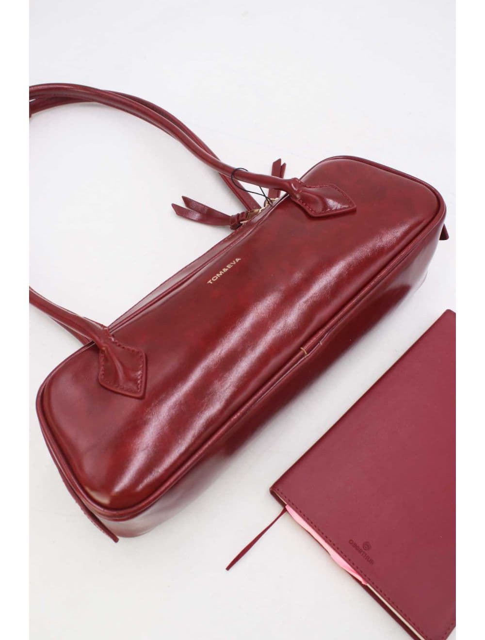 Sac Baguette Porté Épaule Effet Cuir Vernis 25P-6382-Rouge — vue 4