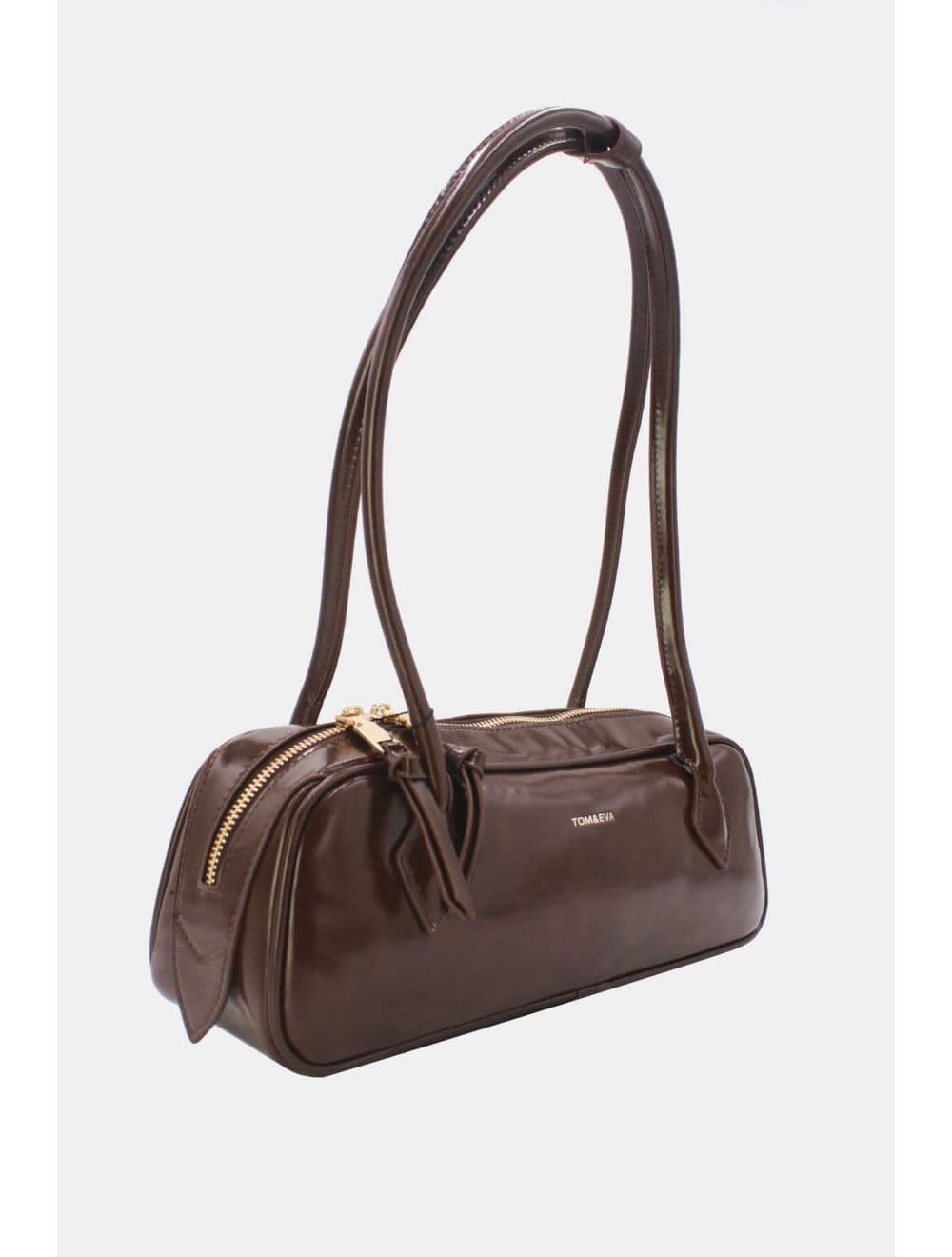 Sac Baguette Porté Épaule Effet Cuir Vernis 25P-6382-Café — vue 2