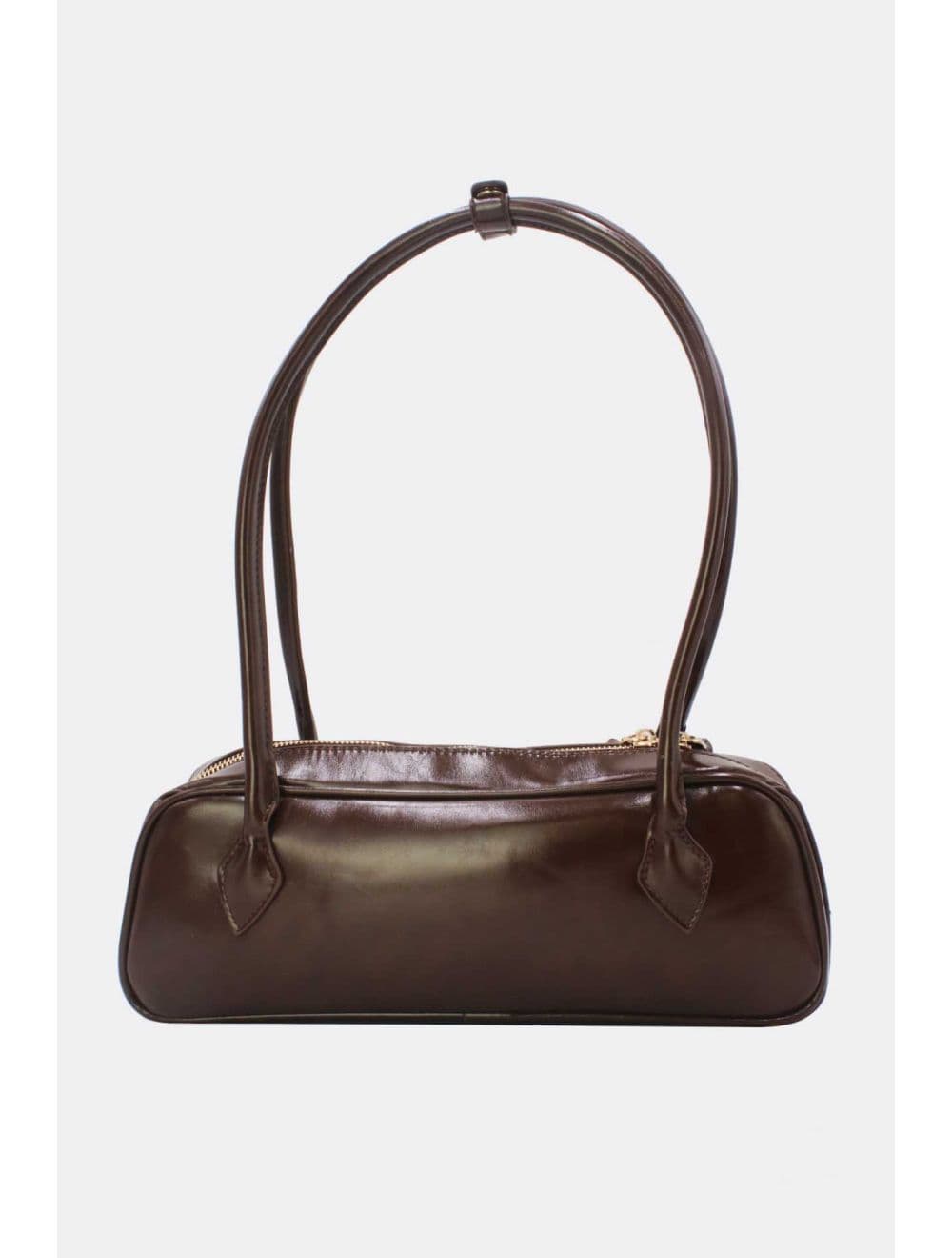 Sac Baguette Porté Épaule Effet Cuir Vernis 25P-6382-Café — vue 3