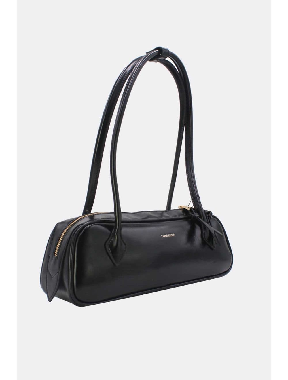 Sac Baguette Porté Épaule Effet Cuir Vernis 25P-6382-Noir — vue 2
