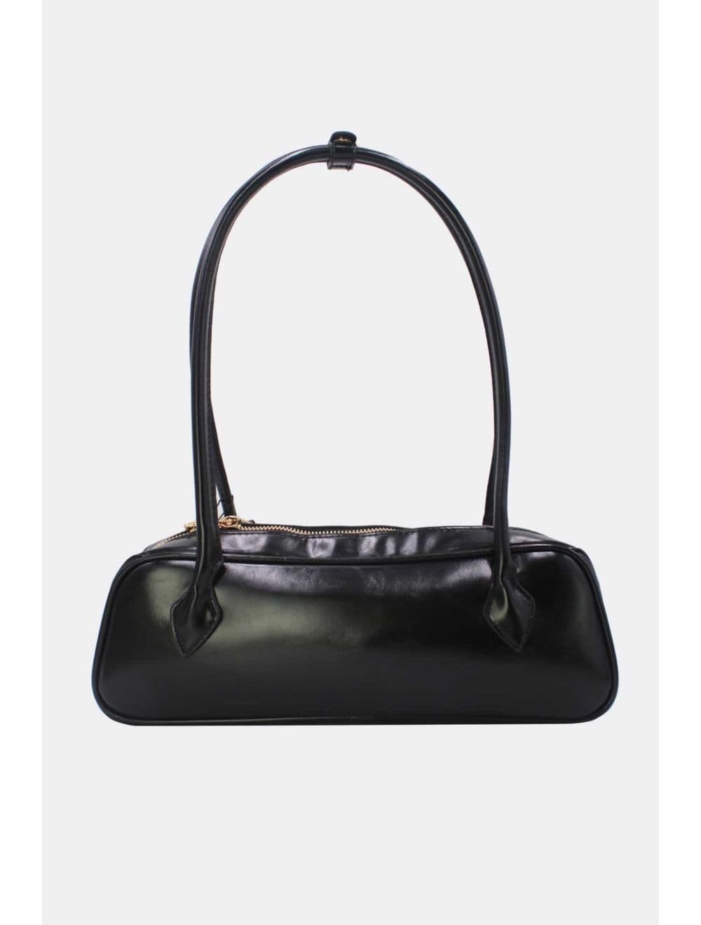 Sac Baguette Porté Épaule Effet Cuir Vernis 25P-6382-Noir — vue 3
