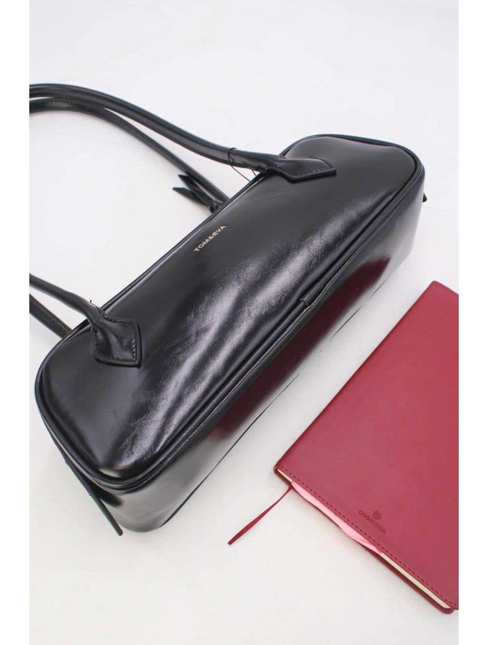Sac Baguette Porté Épaule Effet Cuir Vernis 25P-6382-Noir — vue 4