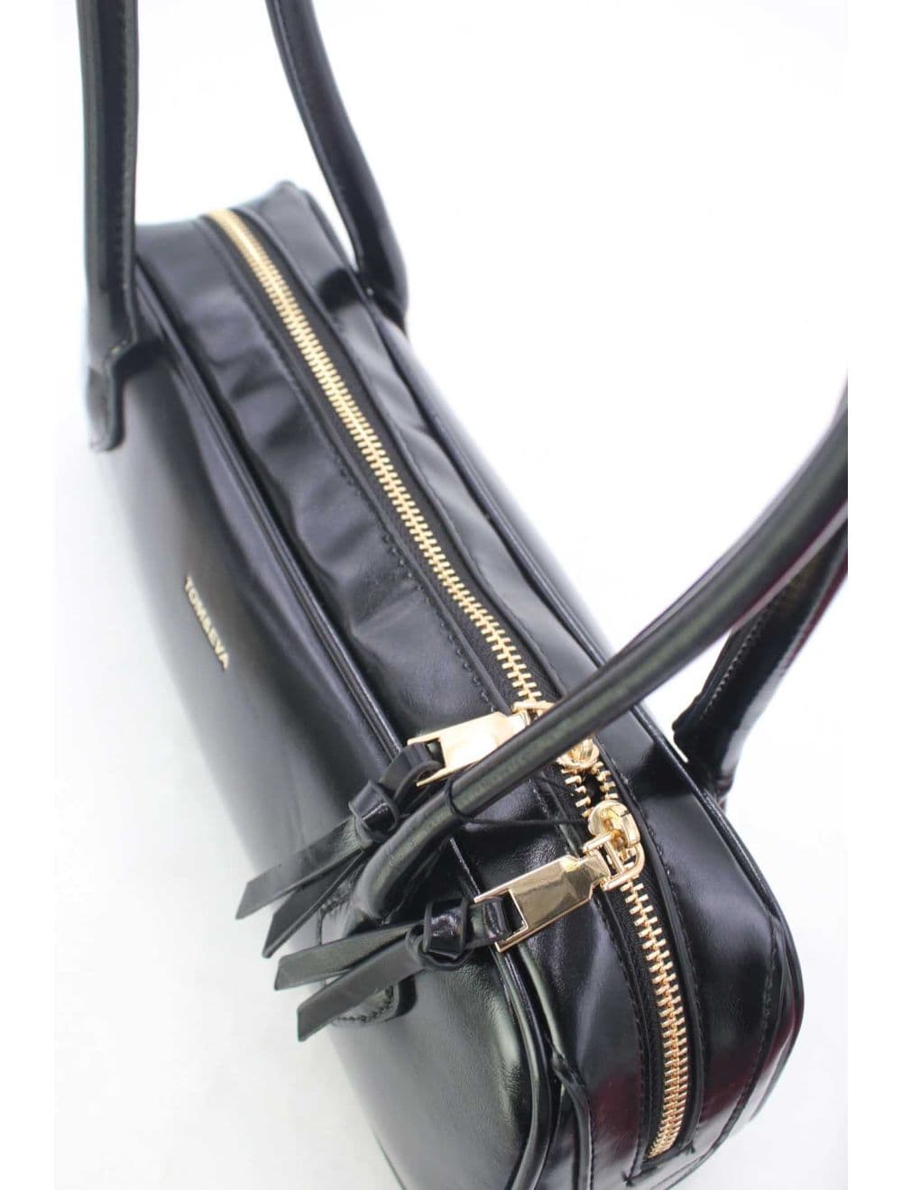Sac Baguette Porté Épaule Effet Cuir Vernis 25P-6382-Noir — vue 5