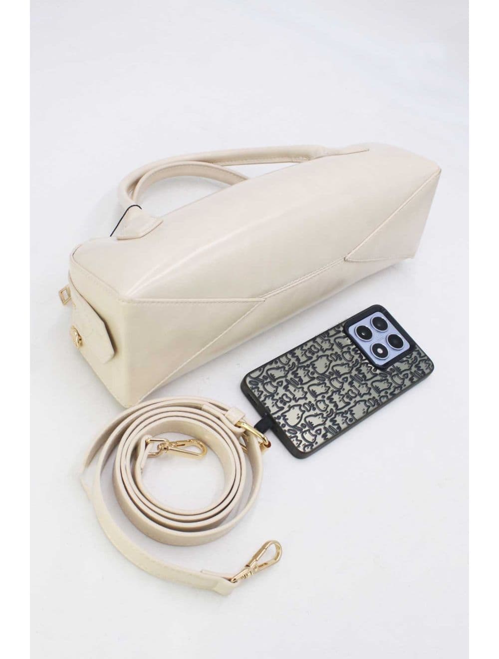 Sac Baguette Chic Effet Cuir Vernis 25P-6381-Beige — vue 4