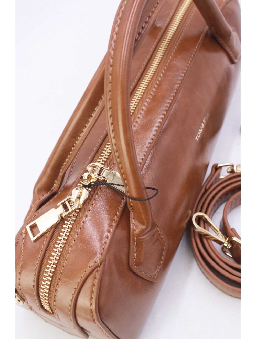 Sac Baguette Chic Effet Cuir Vernis 25P-6381-Marron — vue 5