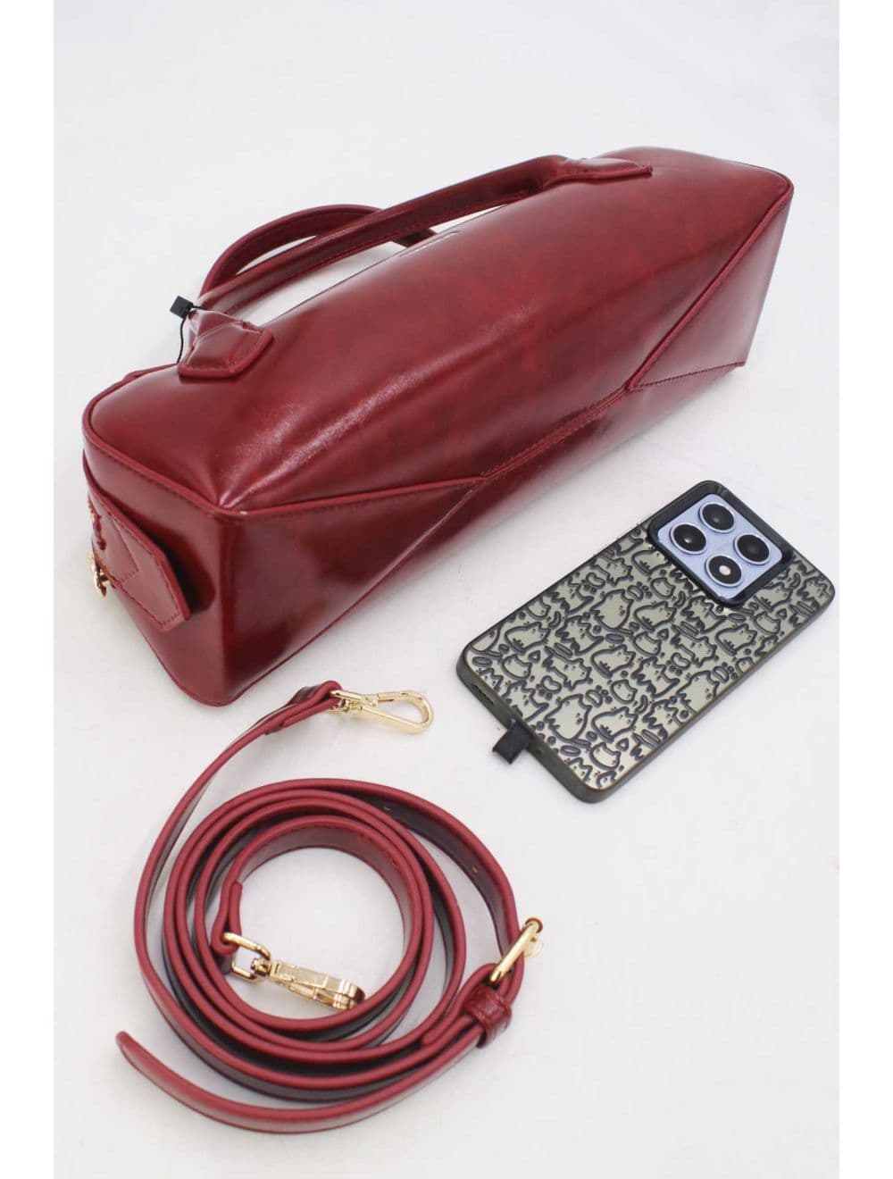 Sac Baguette Chic Effet Cuir Vernis 25P-6381-Rouge — vue 4