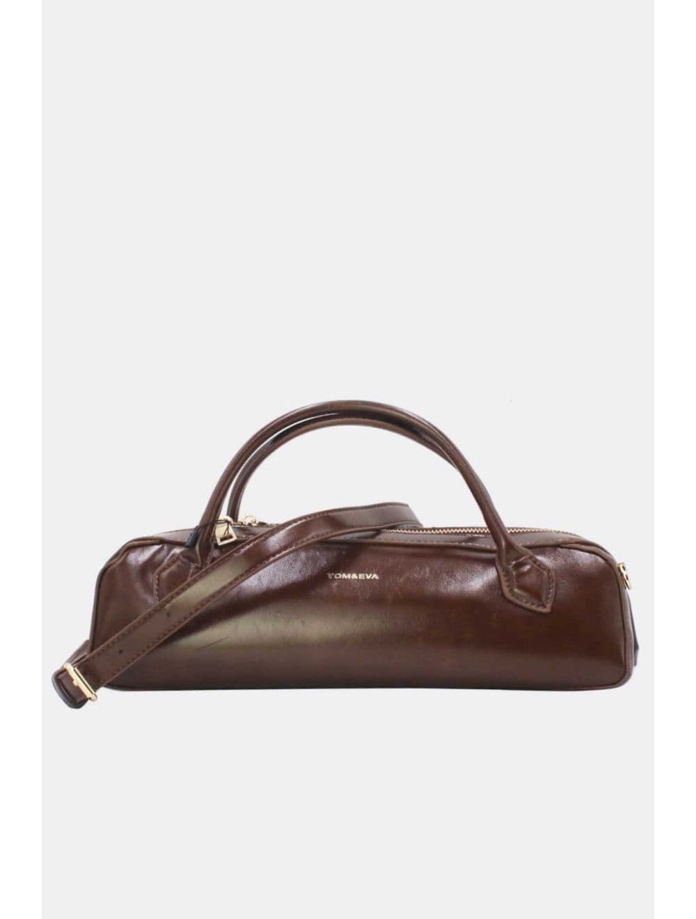 Sac Baguette Chic Effet Cuir Vernis 25P-6381-Café
