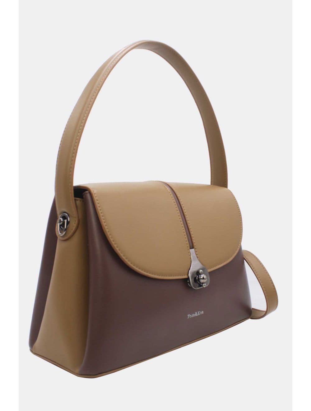 Sac à main Bicolore Chic 25B-6370-Coffee/Taupe