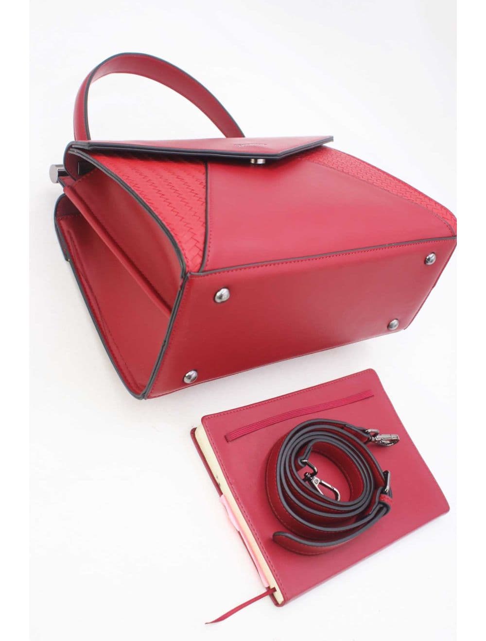 Sac à Main Effet Tressé 25B-6286-Rouge — vue 4