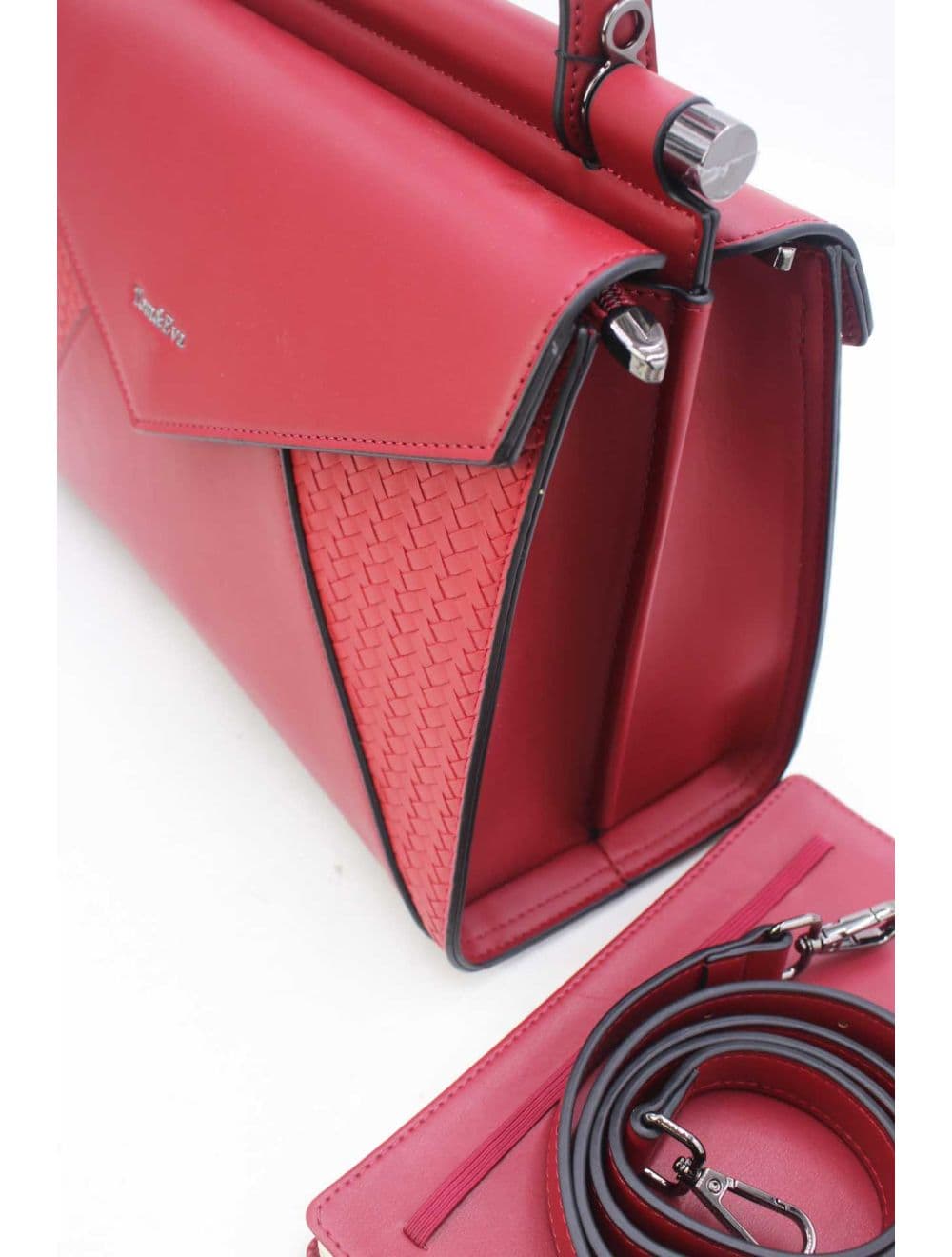 Sac à Main Effet Tressé 25B-6286-Rouge — vue 5